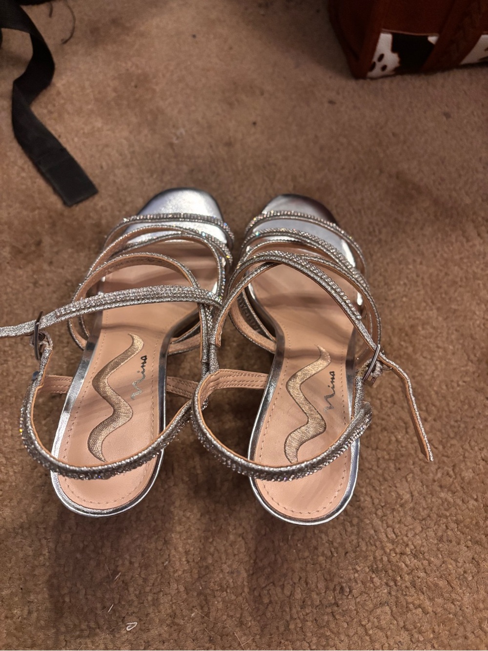 Nina Silver Glitter Strappy Sandals
